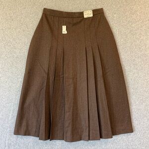John Alexander Vintage Women’s Brown Pleated 100% Wool Skirt NWT USA Sz 14